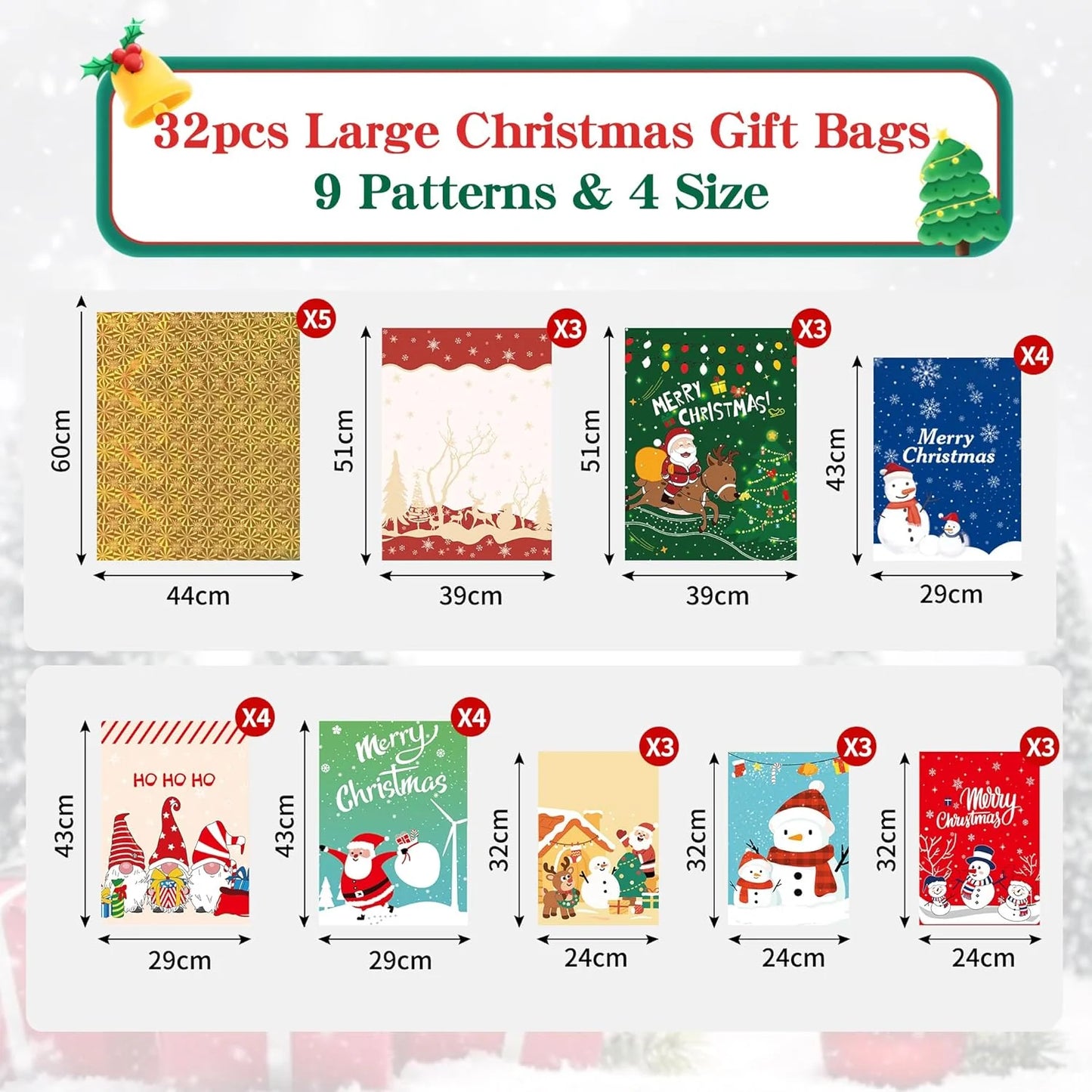 Christmas Foil Gift Bags