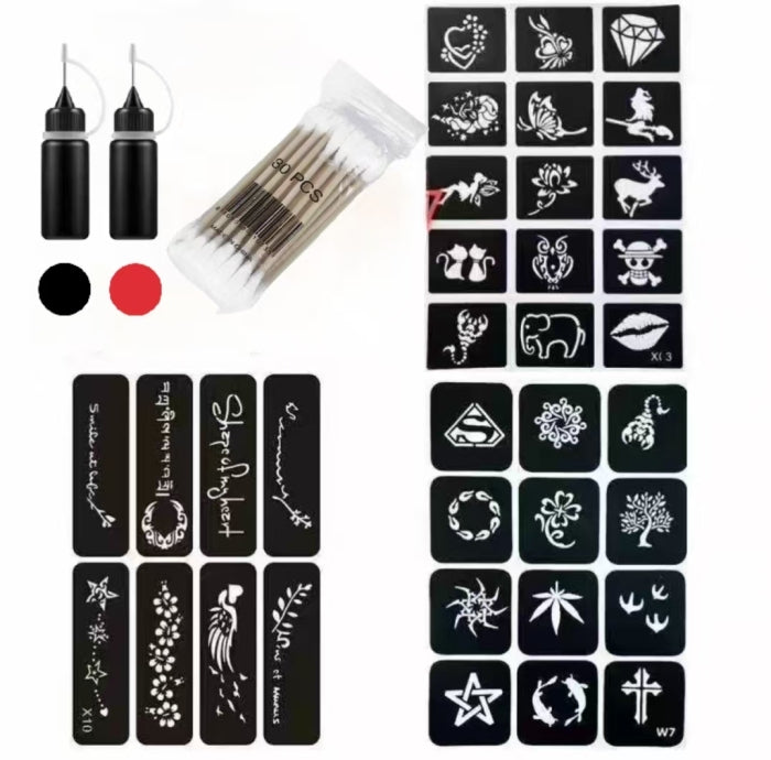Waterproof Reusable Skeleton Tattoo Stencil Set